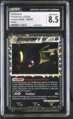 CGC 8.5 Umbreon 2010 Undaunted 86/90 Holo Pokemon Card - Image 1