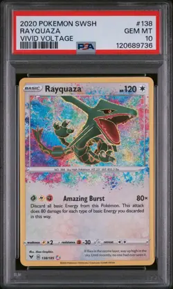 2020 Pokemon SWSH Vivid Voltage #138 Rayquaza Amazing Rare PSA 10 Gem Mint - Image 1