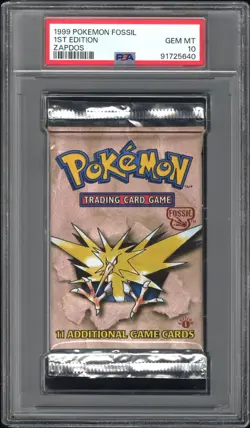 PSA 10 - 1999 WOTC Pokemon Fossil 1st Edition Zapdos Pack GEM MINT! - Image 1