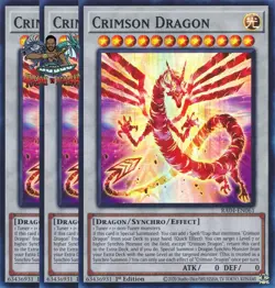 Yugioh! 3x Crimson Dragon RA04-EN061 Super Rare 1st Ed NM - Image 1
