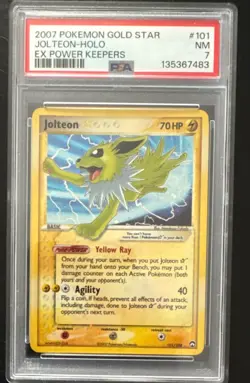 Pokemon Gold Star Jolteon Holo Ultra Rare EX Power Keepers 101/108 PSA 7 2007 - Image 1