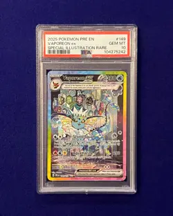 PSA 10 Vaporeon ex #149 Prismatic Evolutions 2025 Pokemon GEM MINT - Image 1
