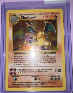 Pokemon TCG - Charizard 4/102🔥 LP Shadowless_holo rare #Vintage 1999 Base Set - Image 5