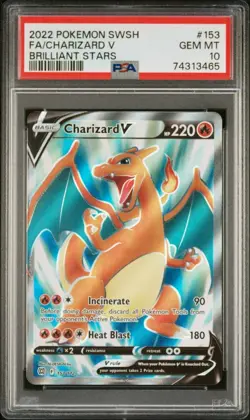 PSA 10 Pokemon Brilliant Stars Full Art Holo Rare Charizard V 153/172 GEM MINT - Image 1