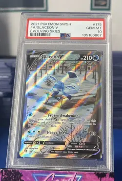 2021 Pokemon SWSH Evolving Skies Glaceon V #175/203 PSA 10 - Image 1