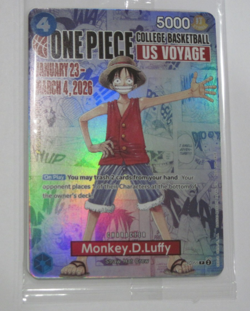 One Piece Monkey D. Luffy College Basketball US Voyage Promo Card - NEW & Sealed - Image 1