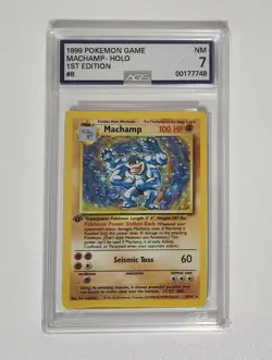 Pokemon TCG Machamp Base Set 8/102 Holo 1st Edition Holo Rare (AGS 7) - Image 1