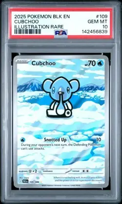 2025 POKEMON BLACK BOLT #109 CUBCHOO ILLUSTRATION RARE IR PSA 10 Gem Mint - Image 1