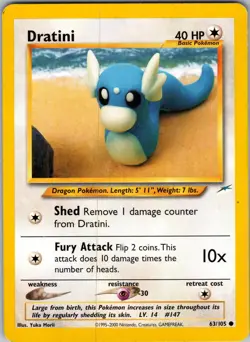 Dratini 063/105 Neo Destiny Pokemon TCG MP - Image 1
