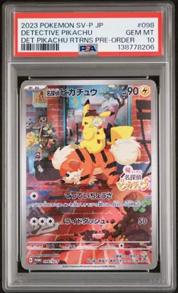 2023 POKEMON JPN SV-P PROMO #098 DETECTIVE PIKACHU PSA 10 - Image 1