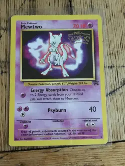 1999 Pokemon CCG Card Mewtwo Game Movie Promo Holo Black Star - Image 1
