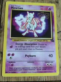1999 Pokemon CCG Card Mewtwo Game Movie Promo Holo Black Star - Image 3