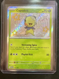 Pokemon TCG Capsakid Holo Shiny Rare Card 106/091 Paldean Fates - Image 1
