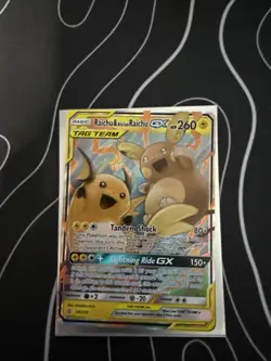 Pokemon Raichu & Alolan Raichu GX 54/236 Ultra Rare Holo TAG TEAM Unified Minds - Image 1