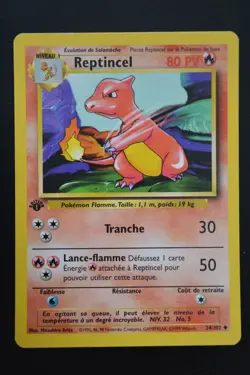 Pokemon TCG CHARMELEON 1ST EDITION FRENCH REPTINCEL Base Set 24/102 NM - Image 1
