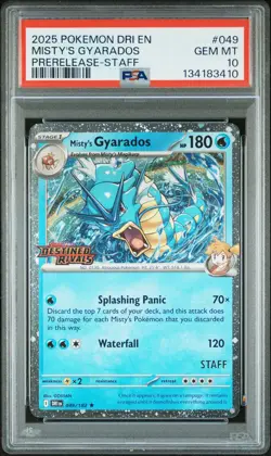2025 POKEMON DRI EN-DESTINED RIVALS PRERELEASE-STAFF MISTY'S GYARADOS PSA 10 - Image 1