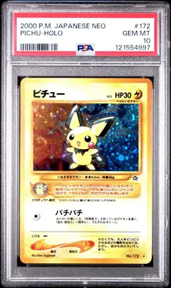Pichu 172 Holo Pokemon Japanese Neo 2000 P.M. PSA 10 - Image 1