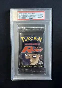 2000 Pokemon Team Rocket 1st Edition Booster Pack Giovanni Artwork - PSA 10 - Image 1