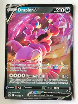 Drapion V 118/196 Ultra Rare Lost Origin - Pokemon TCG - Pack Fresh Near Mint NM - Image 1