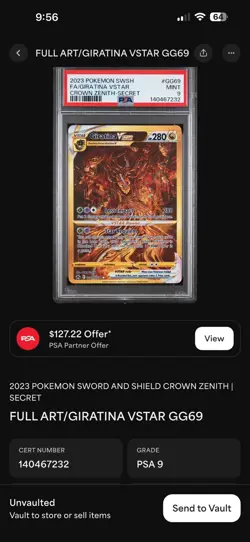 Pokemon Giratina VSTAR Holo Rare TCG Card GG69/GG70 Crown Zenith PSA 9 - Image 4