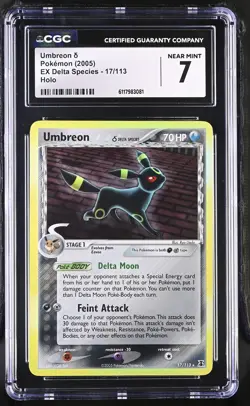 CGC 7 Umbreon 2005 EX Delta Species 17/113 Holo Pokemon Card - Image 1