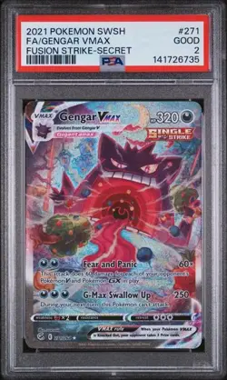 (POP 19) Gengar VMAX 271/264 Fusion Strike Alternate Art PSA 2 Pokemon - Image 1