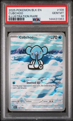 2025 POKEMON BLK EN-BLACK BOLT ILLUSTRATION RARE #109 CUBCHOO PSA 10 - Image 1