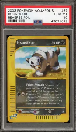2002 Pokemon Aquapolis Houndour Reverse Foil #87 PSA 10 GEM MINT - Image 1