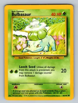 Bulbasaur 044/102 Common Base Set MP Pokemon TCG - Image 1