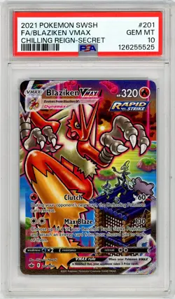 Pokemon Blaziken VMAX #201 Chilling Reign Secret PSA 10 Gem Mint - Image 1