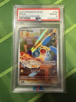 Pokemon TCG Minun Illustration Rare Paradox Rift 194/182 PSA 10 - Image 1