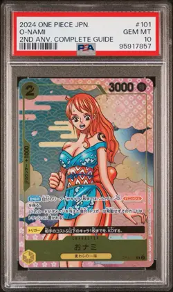 One Piece Nami Japanese O-Nami 2nd Anniversary Complete Guide OP06-101 PSA 10 - Image 1