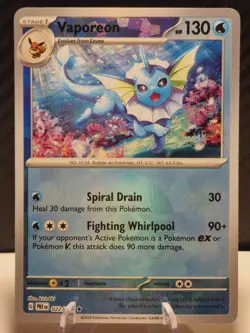 Pokemon TCG Vaporeon Prismatic Evolution Pokeball Reverse Holo Card 022/131 - Image 1