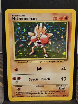 Pokemon Card - Hitmonchan - 7/102 - Holo Unlimited - Base Set - WOTC - Image 1