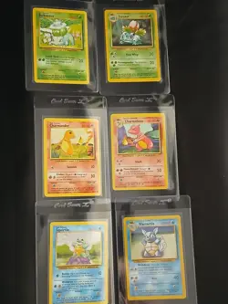 Pokemon TCG Base Set Starters Mixed Lot - 6 Cards - Bulbasaur, Squirtle, etc. - Image 1