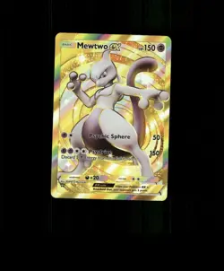 Fan-ART READ DESCRIPTION BELOW HOLO GOLD Mewtwo Card Mewtwo Pokemon Card p1 - Image 1