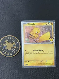 Pikachu 051 /162 Stamped 2026 Pokemon Day 30 Promo TCG With Coin - Image 1