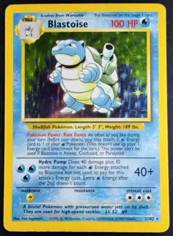 Blastoise 2/102 Base Set Unlimited Holo Rare MP Pokemon Vintage WOTC 1999 - Image 1