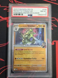 2025 POKEMON DRI POKEMON CENTER EXCLUSIVE #096 TEAM ROCKET'S TYRANITAR PSA 8 - Image 1