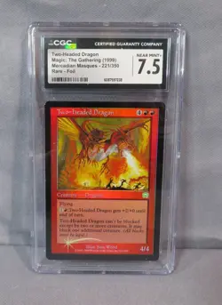 TWO-HEADED DRAGON 1999 MTG Mercadian Masques 221/350 Rare FOIL Magic CGC 7.5 NM+ - Image 1