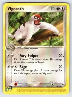 Vigoroth 47/109 EX Ruby & Sapphire Pokemon Card e-Series Himeno Uncommon - Lp - Image 1