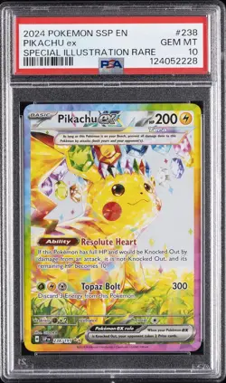 2024 POKEMON SSP EN-SURGING SPARKS SPECIAL ILLUSTRATION RARE PIKACHU EX PSA 10 - Image 1