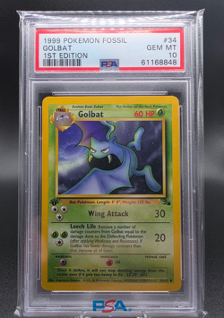 1999 POKEMON FOSSIL #34/62 GOLBAT PSA 10 GEM MINT - Image 1