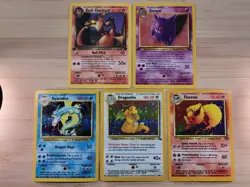 Pokemon Card 1st Edition Charizard, 1st Ed Gengar, Dragonite Gyarados & Flareon - Image 1