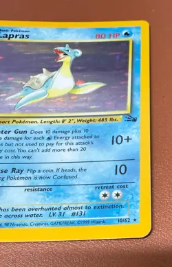 POKEMON TCG LAPRAS 10/62 RARE HOLO FOSSIL SET EX/NEAR MINT PACK TO FOLDER - Image 5