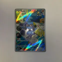 Pokemon Riolu TCG Full Art Holo Card 215/198 Scarlet & Violet Base Set - Image 1