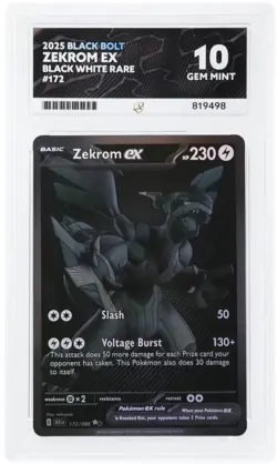 ACE 10 ZEKROM ex 172/086 | BWR Black Bolt Full Art Graded Pokemon Card - KB - Image 1
