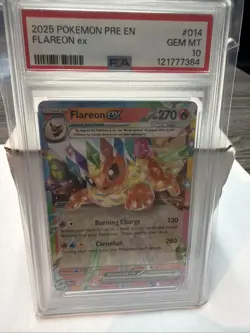 2025 POKEMON PRE EN-PRISMATIC EVOLUTIONS #014 FLAREON EX PSA 10 - Image 1