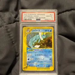 Vaporeon Pokemon 2002 Holo E4 Split Earth 1st ED Japanese 027/088 PSA 10 - Image 1