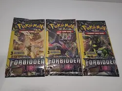 POKEMON Sun Moon FORBIDDEN LIGHT 3 Card Mini Booster Packs Lot Of 3 Packs - Image 1